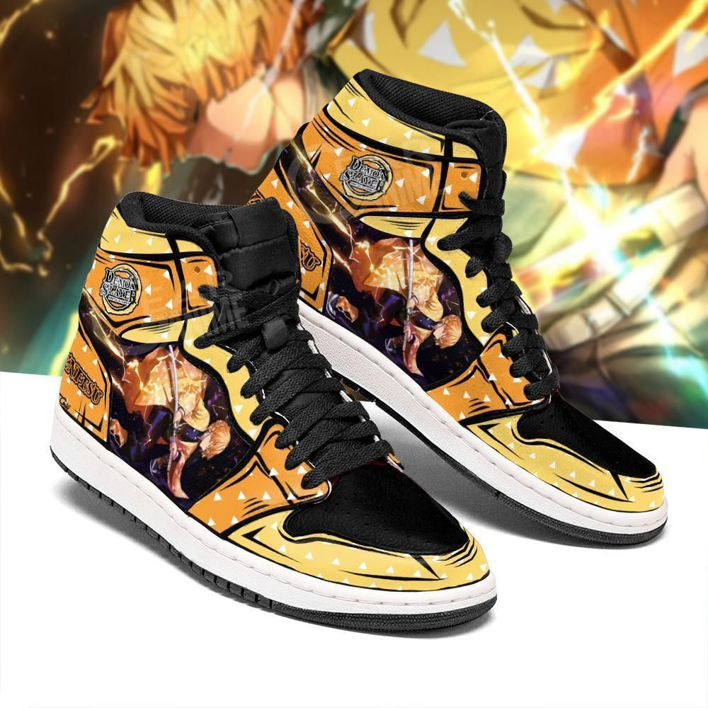 Zenitsu Demon Slayer Anime 2 High Top Air Jordan Sneaker, Air Jordan Hightop