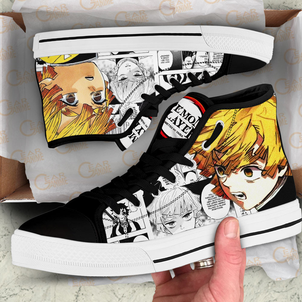 Zenitsu High Top Shoes Demon Slayer Custom Anime Sneakers Mix Manga