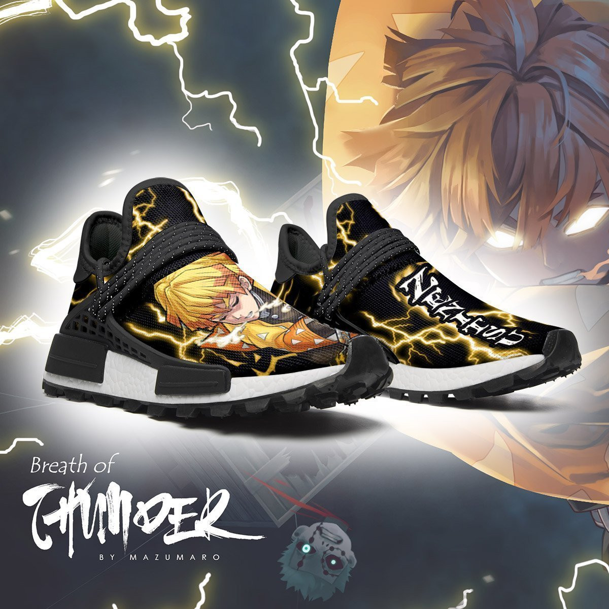 Zenitsu Shoes Thunder Breathing Anime Sneakers, NMD Shoes