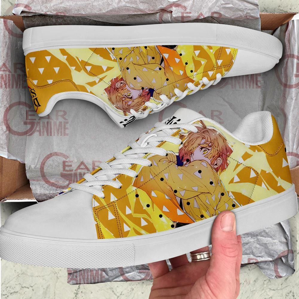 Zenitsu Skate Shoes Thunder Breathing Custom Demon Slayer Anime Shoes