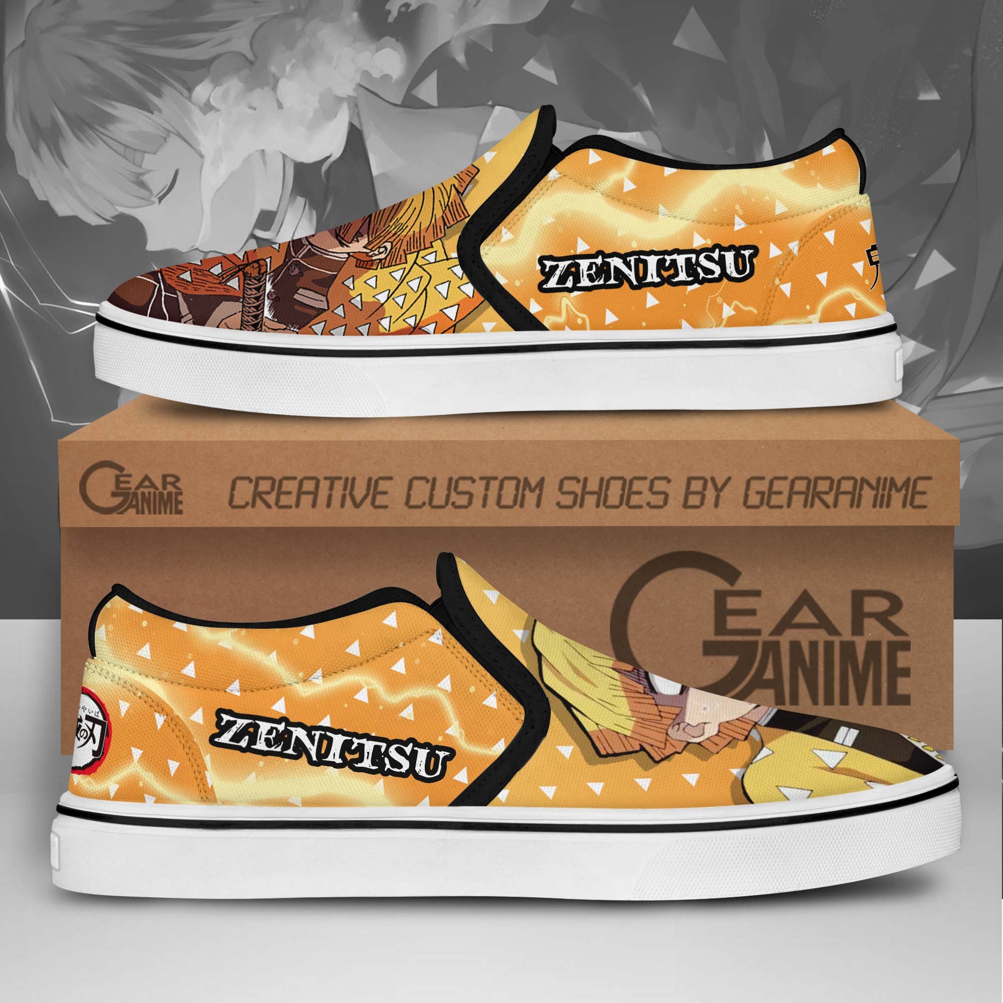 Zenitsu Slip-On Shoes Canvas Canvas Custom Demon Slayer Anime Shoes