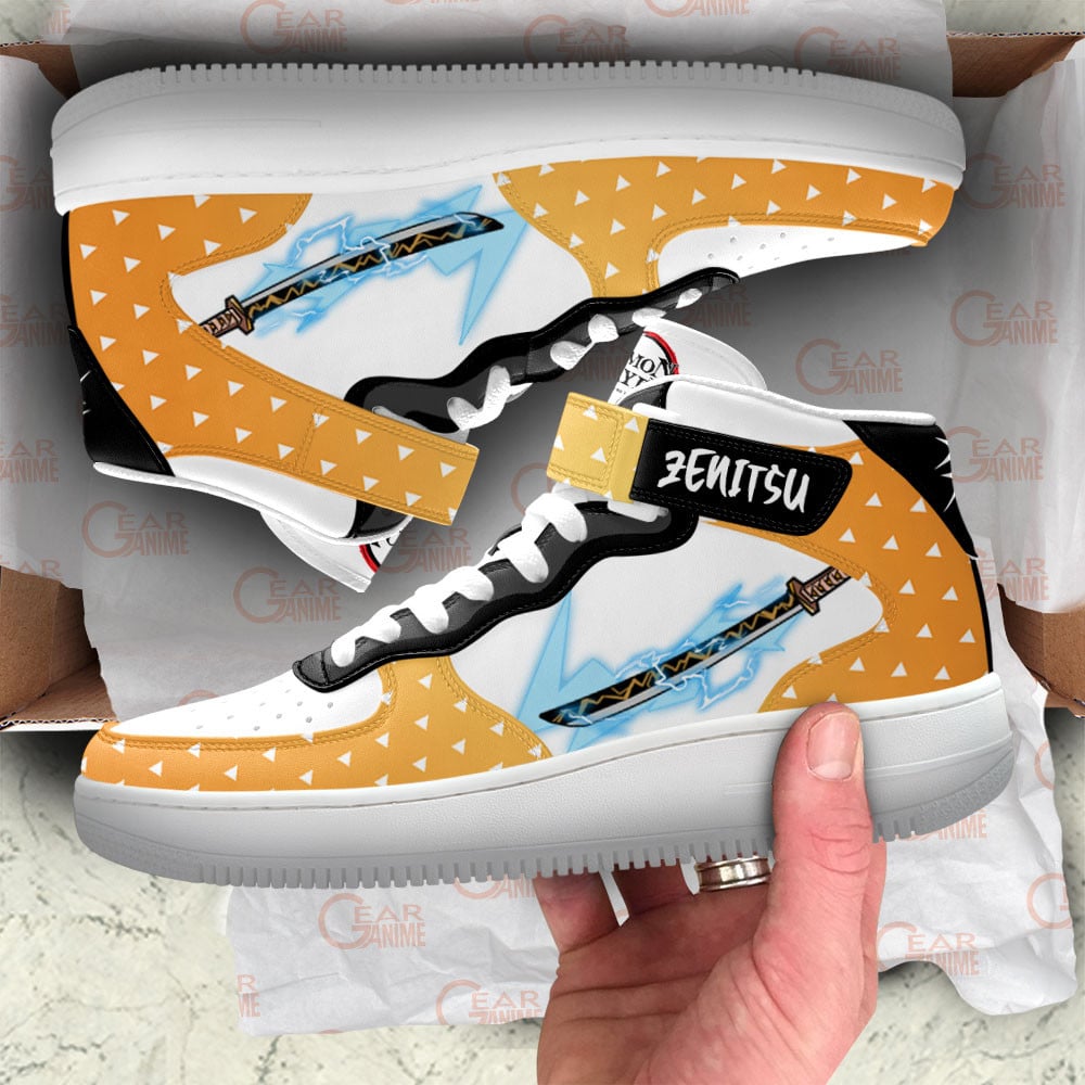 Zenitsu Sneakers Air Mid Custom Anime Demon Slayer Shoes