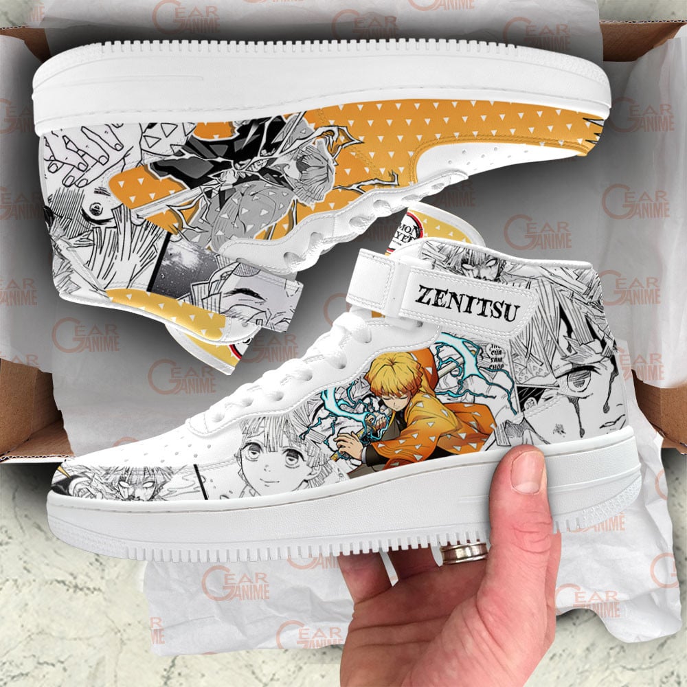 Zenitsu Sneakers Air Mid Custom Demon Slayer Anime Shoes Mix Manga
