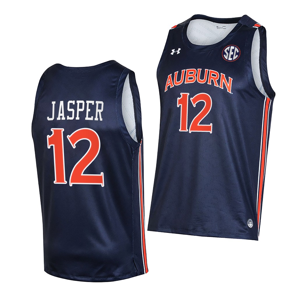 Zep Jasper #12 Auburn Tigers 2021-22 College Navy Jersey