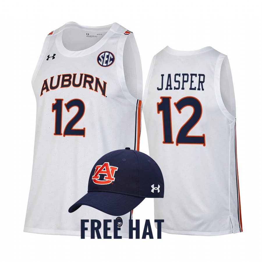 Zep Jasper Auburn Tigers White Jersey 2021-22 College Free Hat