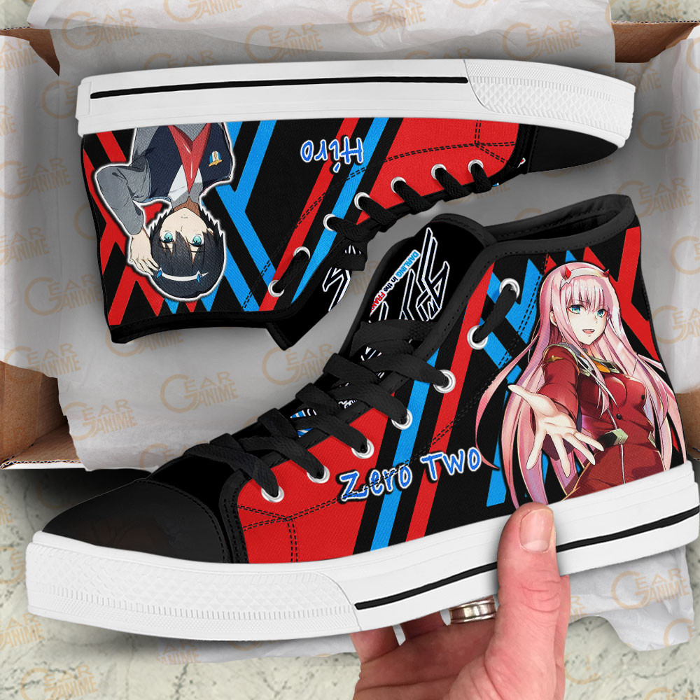 Zero Two and Hiro High Top Shoes Custom Darling In The Franxx Sneakers