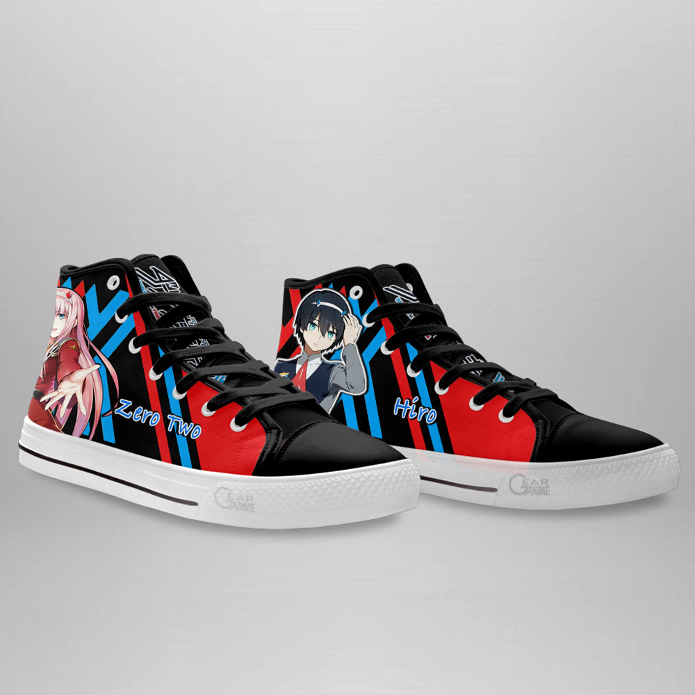 Zero Two and Hiro High Top Shoes Custom Darling In The Franxx Sneakers