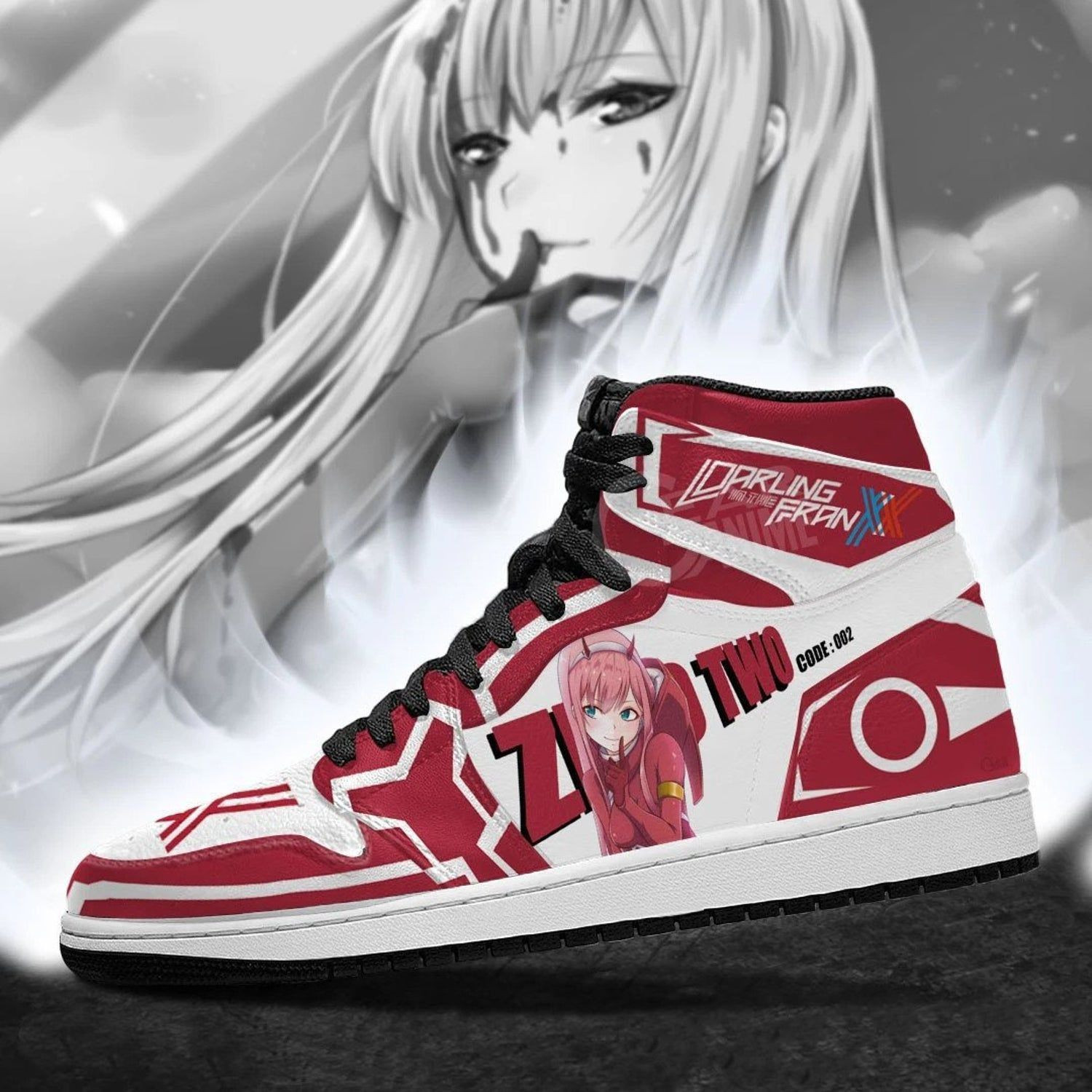Zero Two Darling In The Franxx Anime High Top Air Jordan Sneaker, Air Jordan Hightop