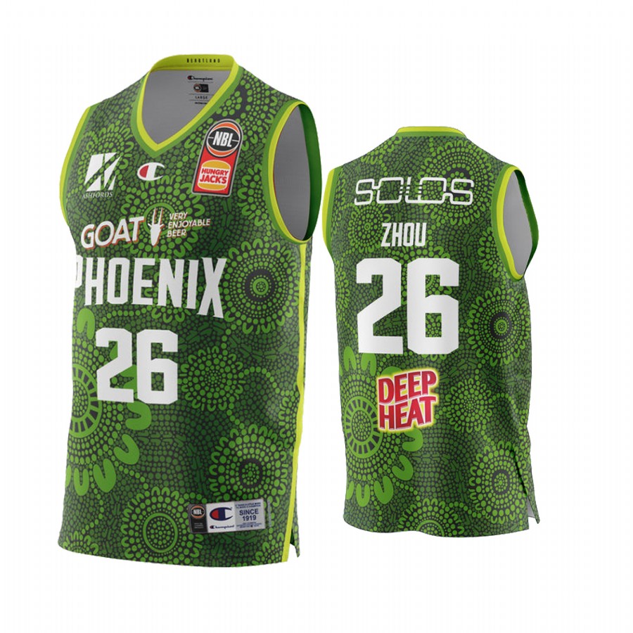 Zhou Qi S.E. Melbourne Phoenix NBL Indigenous Round 2022 Jersey #26 Green Special Edition Uniform
