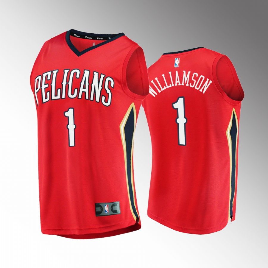 Zion Williamson 1 Pelicans Red Stitched Jersey Fast Break 2022-23 Statement