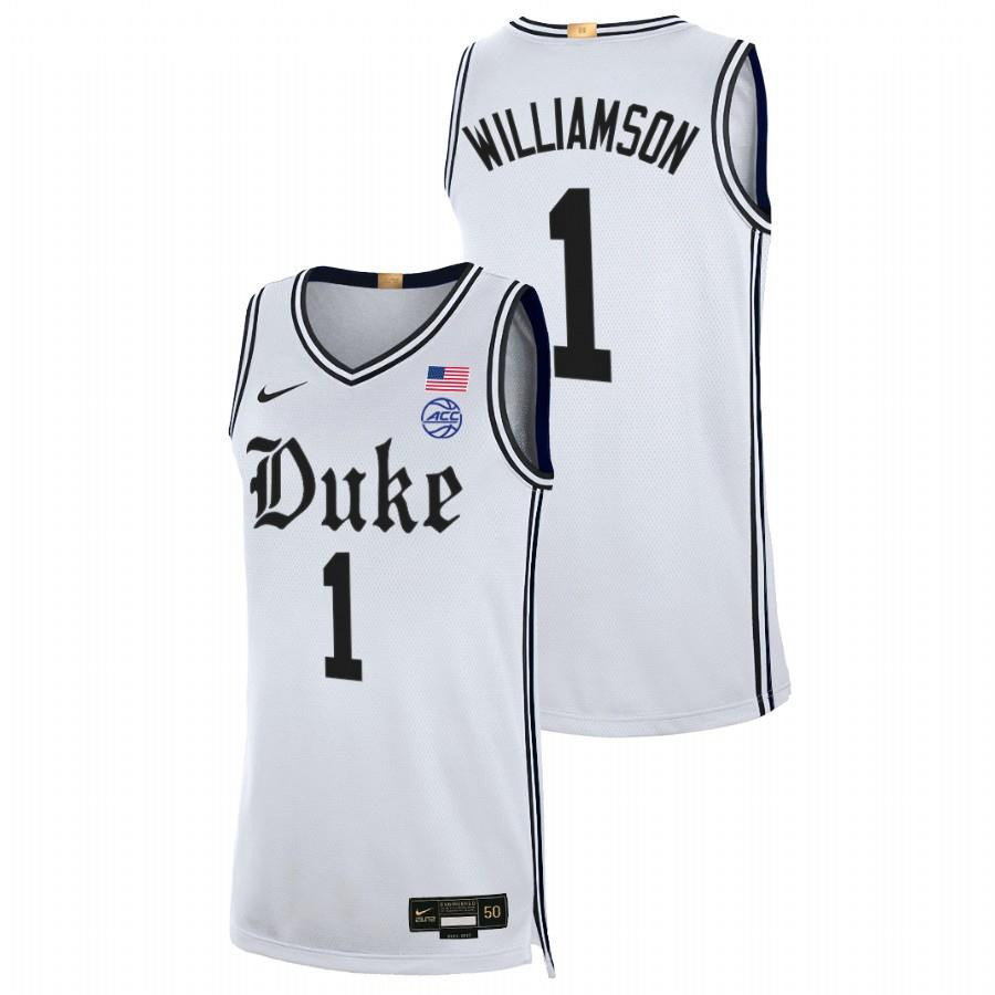 Zion Williamson 1 White Duke Blue Devils 2023 Limited The Brotherhood Stitched Jersey