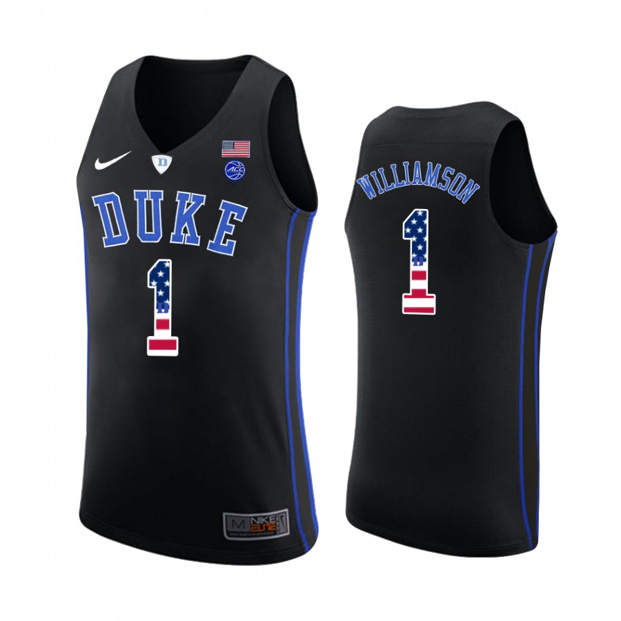 Zion Williamson Duke Blue Devils #1 USA Flag College Jersey - Black