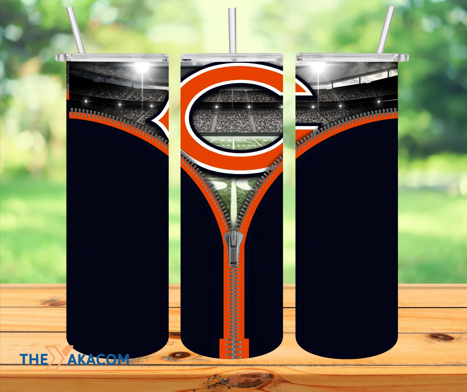 Zipper Opening Stadium Black Background Chicago Bears Tumbler