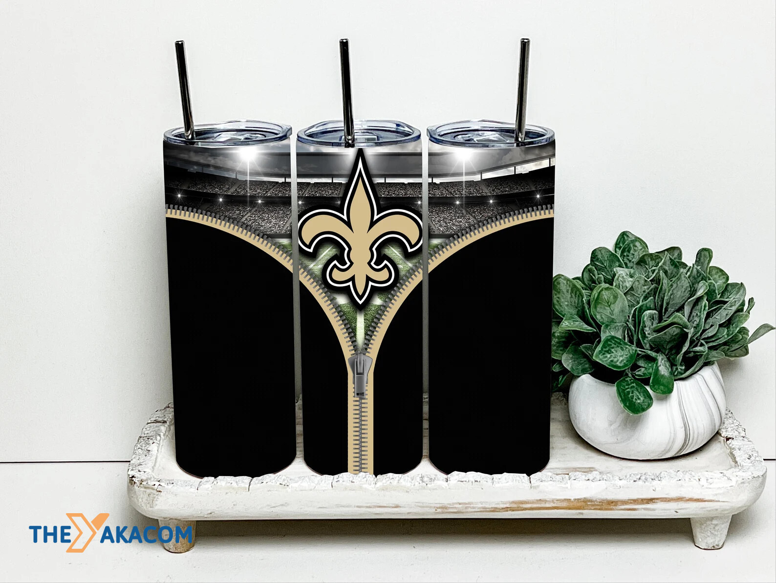 Zipper Opening The Stadium Black Background New Orleans Saints Tumbler