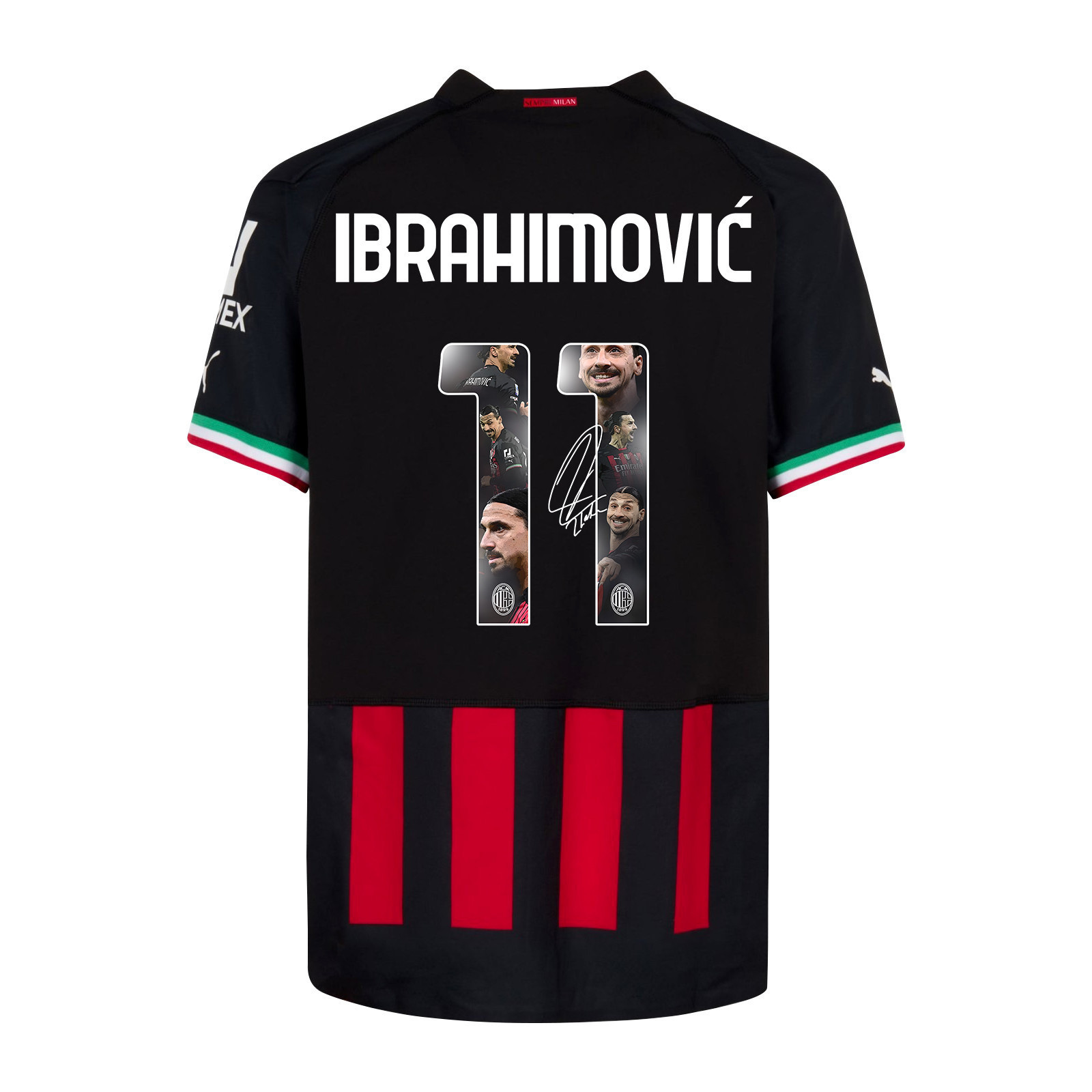 Zlatan Ibrahimovic 11 AC Milan Photos And Sign 2022-23 Home Men Soccer Jersey-Red/Black