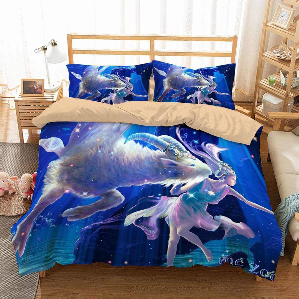 Zodiac Goat 3D Customized Duvet Cover Bedding Set