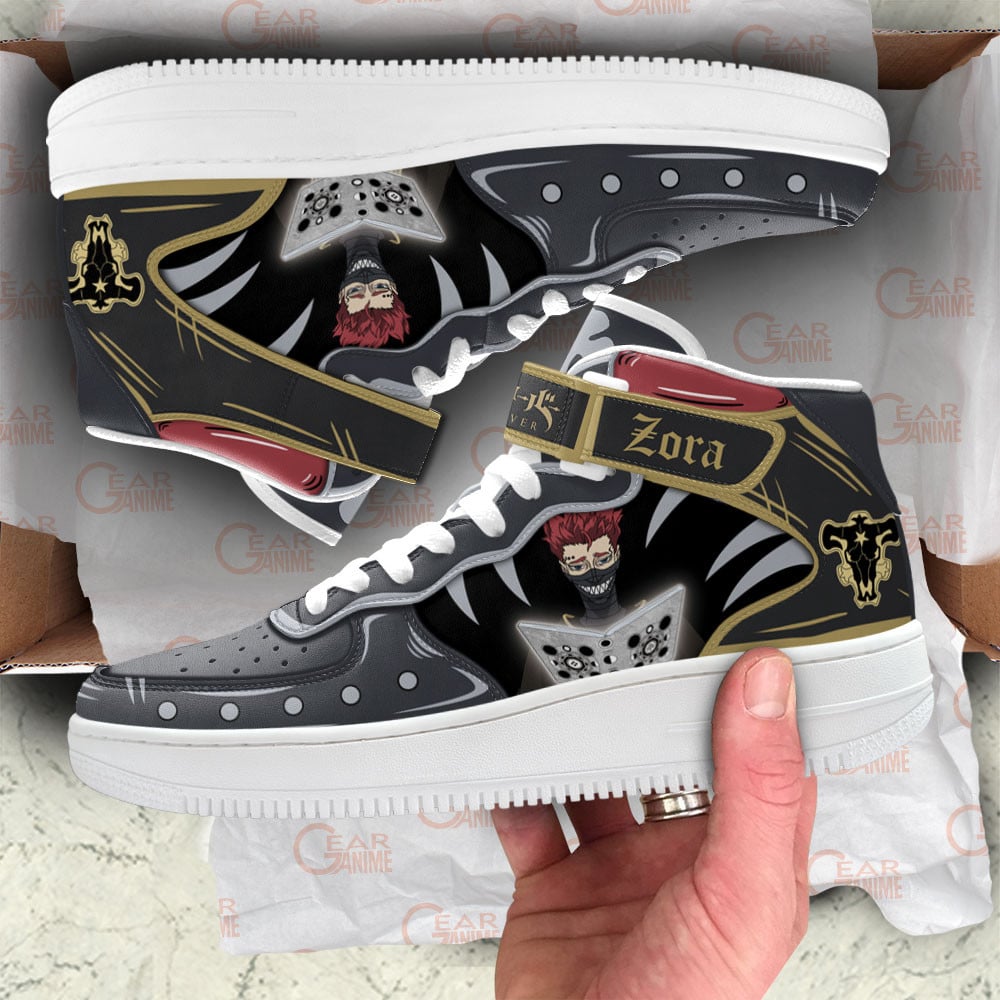 Zora Ideale Sneakers Air Mid Custom Black Clover Anime Shoes