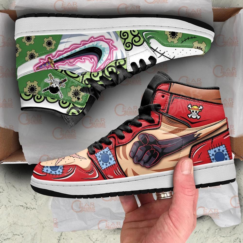 Zoro and Luffy Haki Shoes Wano Arc One Piece Anime JD1s Sneakers, Air Jordan Hightop