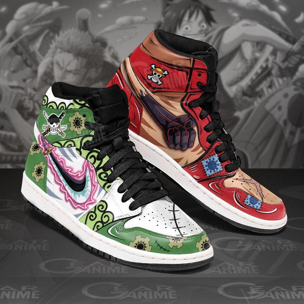 Zoro and Luffy Haki Shoes Wano Arc One Piece Anime JD1s Sneakers, Air Jordan Hightop