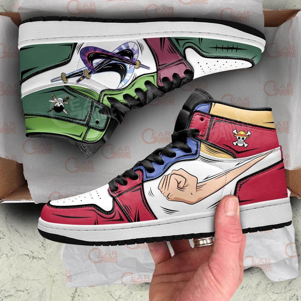 Zoro and Luffy JD1s Sneakers One Piece Anime Shoes, Air Jordan Hightop