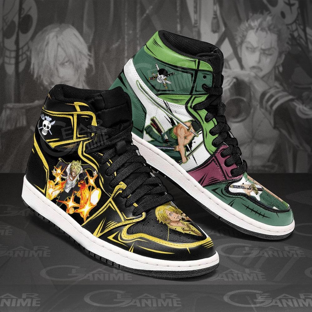 Zoro And Sanji JD1s Sneakers One Piece Anime Shoes Friend Gifts, Air Jordan Hightop