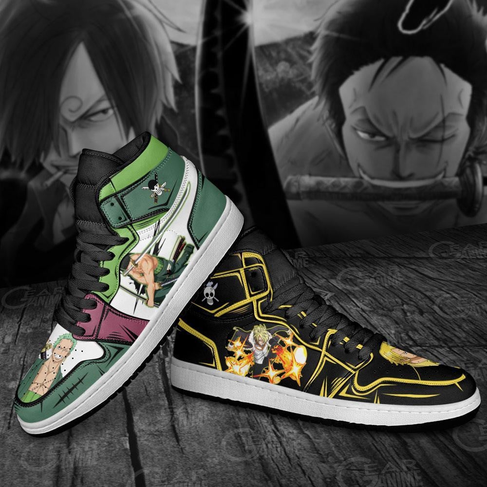 Zoro And Sanji JD1s Sneakers One Piece Anime Shoes Friend Gifts, Air Jordan Hightop