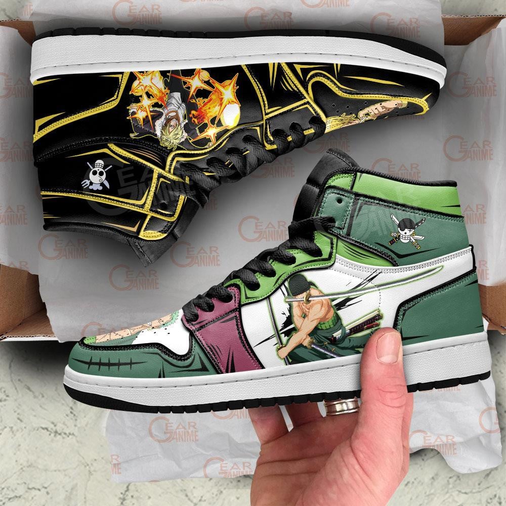 Zoro And Sanji JD1s Sneakers One Piece Anime Shoes Friend Gifts, Air Jordan Hightop