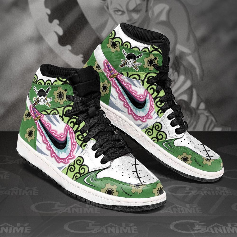 Zoro Enma Haki JD1s Sneakers Anime Wano Arc One Piece Shoes, Air Jordan Hightop