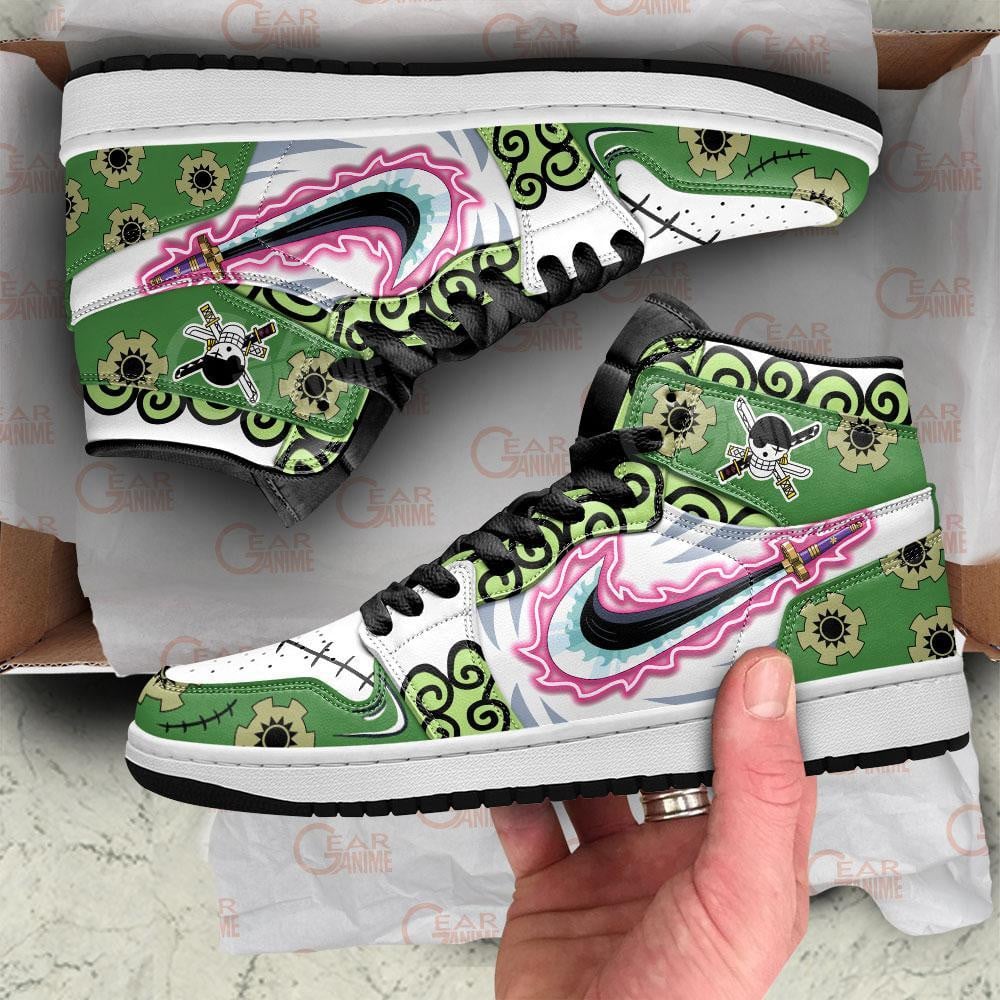Zoro Enma Haki JD1s Sneakers Anime Wano Arc One Piece Shoes, Air Jordan Hightop