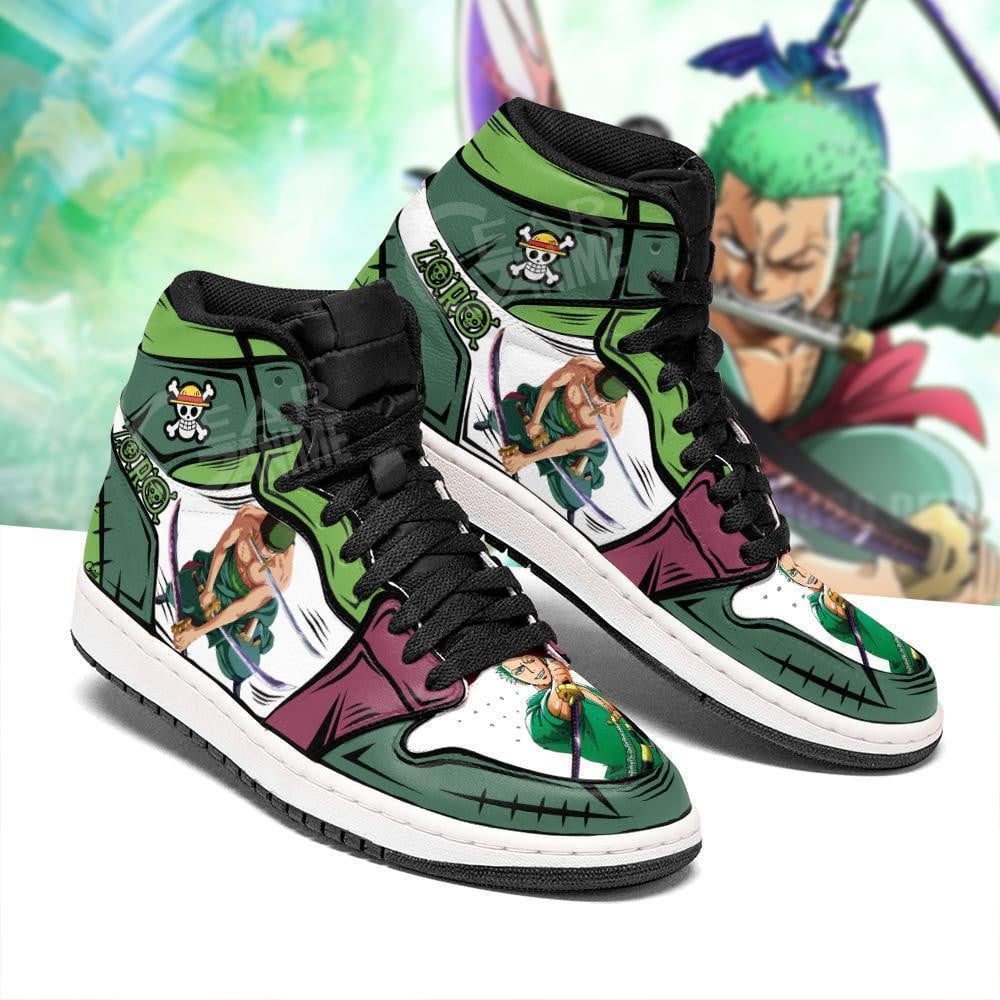 Zoro JD1s Sneakers Anime One Piece Shoes, Air Jordan Hightop
