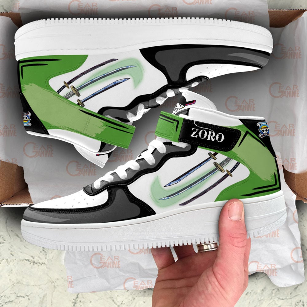 Zoro Sneakers Air Mid One Piece Custom Anime Shoes