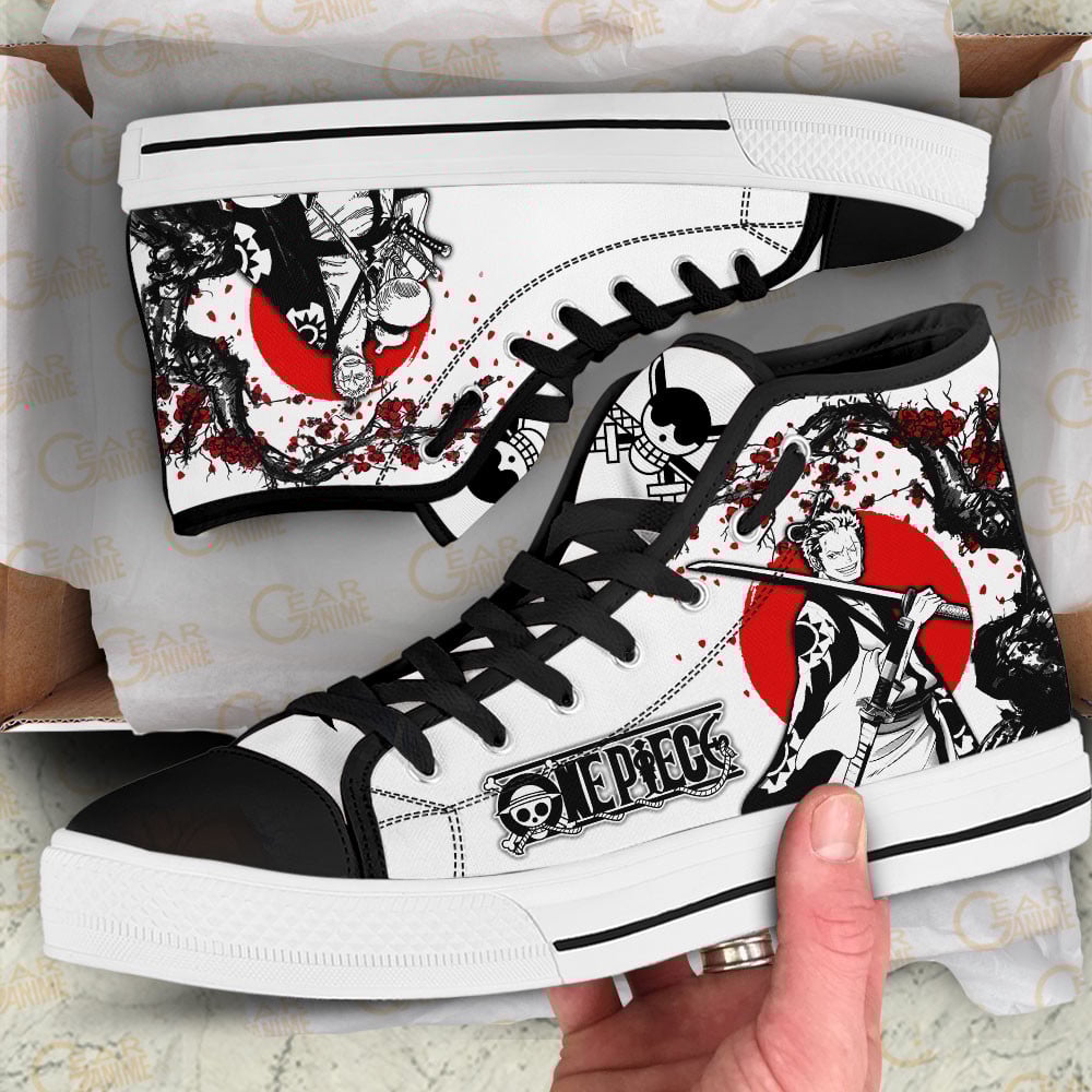 Zoro Wano Arc High Top Shoes Anime One Piece Sneakers Japan Style