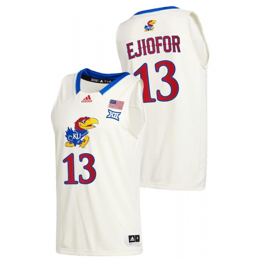Zuby Ejiofor 13 Kansas Jayhawks Cream Class of 2022 Stitched Jersey