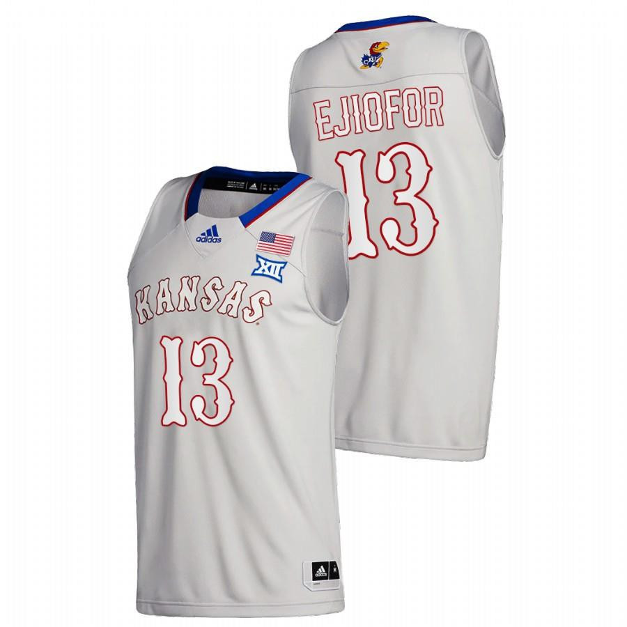 Zuby Ejiofor 13 Kansas Jayhawks White Home Class of 2022 Stitched Jersey