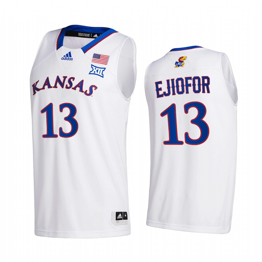 Zuby Ejiofor Kansas Jayhawks White Jersey 2021-22 College Class of 2022