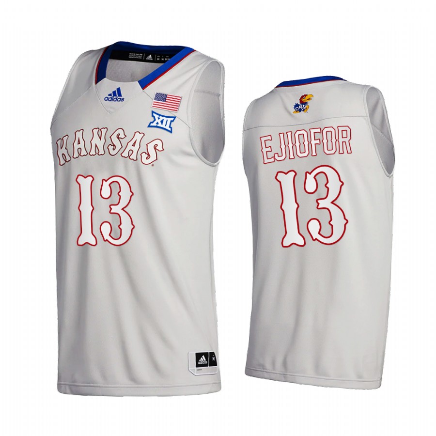 Zuby Ejiofor Kansas Jayhawks White Jersey 2021-22 Home Class of 2022
